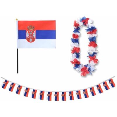Sonia Originelli Serbien Fan-Set 9 mit Tischfahne, Girlande und Hawaiikette Fanartikel in der serbischen Nationalflagge für WM, EM und Events Sonia Originelli Serbien Fan-Set 9 mit Tischfahne, Girlande und Hawaiikette Fanartikel in der serbischen Nationalflagge für WM, EM und Events