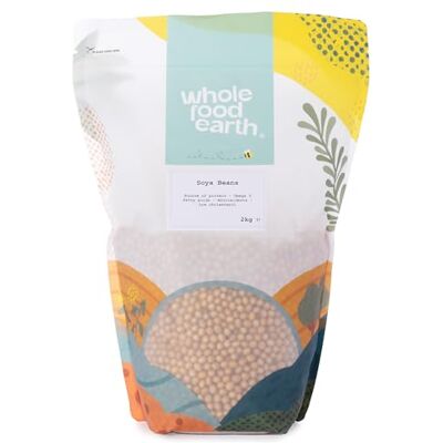 Wholefood Earth Sojabohnen – GMO frei – natürlich – vegan – Milchfrei – ohne Zuckerzusatz, 2 kg Wholefood Earth Sojabohnen – GMO frei – natürlich – vegan – Milchfrei – ohne Zuckerzusatz, 2 kg