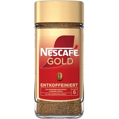 Nescafé GOLD Entkoffeiniert, löslicher Bohnenkaffee, Instant-Kaffee aus erlesenen Kaffeebohnen, vollmundig & aromatisch, koffeinfrei, 1er Pack (1 x 190g) Nescafé GOLD Entkoffeiniert, löslicher Bohnenkaffee, Instant-Kaffee aus erlesenen Kaffeebohnen, vollmundig & aromatisch, koffeinfrei, 1er Pack (1 x 190g)