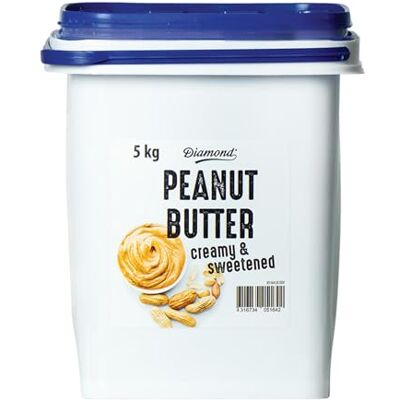 Diamond Erdnussbutter Creamy & Sweetened, Peanut Butter aus 90% gerösteten Erdnusskernen, cremig, gesüßt, von Natur aus vegan und glutenfrei 1 x 5 kg Diamond Erdnussbutter Creamy & Sweetened, Peanut Butter aus 90% gerösteten Erdnusskernen, cremig, gesüßt, von Natur aus vegan und glutenfrei 1 x 5 kg