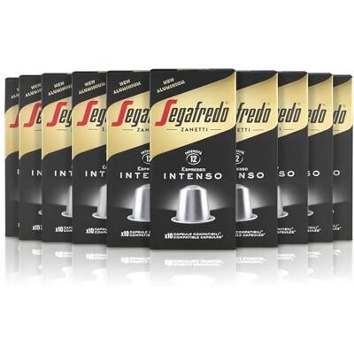 Segafredo Zanetti 100 Aluminiumkapseln kompatibel mit Nespresso®* Intenso Kaffee, vollmundig und anhaltend im Geschmack (10 Boxen mit je 10 Kapseln) Geeignet für Nespresso Original Maschinen Segafredo Zanetti 100 Aluminiumkapseln kompatibel mit Nespresso®* Intenso Kaffee, vollmundig und anhaltend im Geschmack (10 Boxen mit je 10 Kapseln) Geeignet für Nespresso Original Maschinen