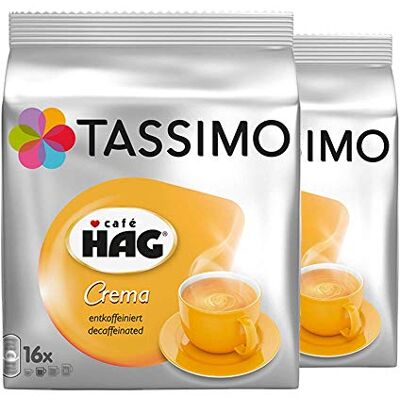 Tassimo Café HAG Crema Entkoffeiniert, Kaffeekapsel, 2er Pack, 2 x 16 T-Discs Tassimo Café HAG Crema Entkoffeiniert, Kaffeekapsel, 2er Pack, 2 x 16 T-Discs