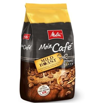 Melitta Mein Café Mild Roast, Ganze Kaffee-Bohnen 1kg, ungemahlen, Kaffeebohnen für Kaffee-Vollautomat, milde Röstung, Stärke 3 Melitta Mein Café Mild Roast, Ganze Kaffee-Bohnen 1kg, ungemahlen, Kaffeebohnen für Kaffee-Vollautomat, milde Röstung, Stärke 3