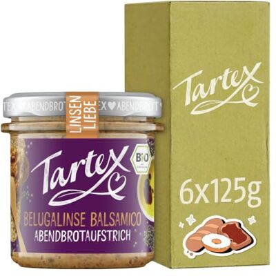 Tartex Belugalinse Balsamico Bio veganer Brotaufstrich 6 Gläser Herzhaft mit Belugalinsen vegan lecker aufs Brot oder als Dip 6er Vorteilspack, 810g Tartex Belugalinse Balsamico Bio veganer Brotaufstrich 6 Gläser Herzhaft mit Belugalinsen vegan lecker aufs Brot oder als Dip 6er Vorteilspack, 810g
