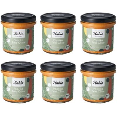 NABIO Mediterraner Aufstrich Paprika Feta Olive I vegetarisch I (6 x 135g) NABIO Mediterraner Aufstrich Paprika Feta Olive I vegetarisch I (6 x 135g)