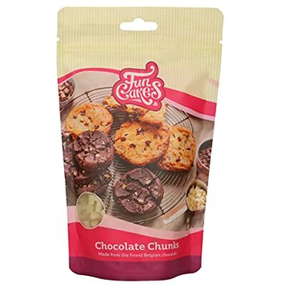 FunCakes Schokoladen Chunks Weiß: köstliche, stabile Schokoladenchips zum Backen von Kuchen, Cupcakes, Muffins oder Keksen, hergestellt aus echter belgischer Schokolade, Halal. 350 g. FunCakes Schokoladen Chunks Weiß: köstliche, stabile Schokoladenchips zum Backen von Kuchen, Cupcakes, Muffins oder Keksen, hergestellt aus echter belgischer Schokolade, Halal. 350 g.