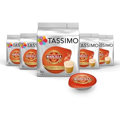 Tassimo Kapseln Marcilla Cortado, 5 x 16 Pads, 80 Kaffeekapseln Tassimo Kapseln Marcilla Cortado, 5 x 16 Pads, 80 Kaffeekapseln
