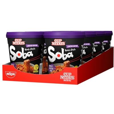 NISSIN Cup Noodles Soba – Sweet & Sour, 8er Pack, Wok Style Instant-Nudeln mit süß-saurer Sauce und Gemüse, vegan, schnell im Becher zubereitet, asiatisches Essen (8 x 88 g) NISSIN Cup Noodles Soba – Sweet & Sour, 8er Pack, Wok Style Instant-Nudeln mit süß-saurer Sauce und Gemüse, vegan, schnell im Becher zubereitet, asiatisches Essen (8 x 88 g)