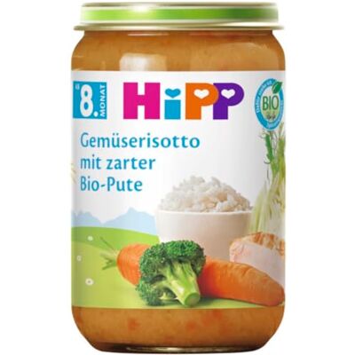 HiPP Gemüserisotto mit zarter Bio-Pute (6 x 220g), Menü ab 8. Monat, ohne Salzzusatz, mit Omega-3, in bester Bio-Qualität HiPP Gemüserisotto mit zarter Bio-Pute (6 x 220g), Menü ab 8. Monat, ohne Salzzusatz, mit Omega-3, in bester Bio-Qualität