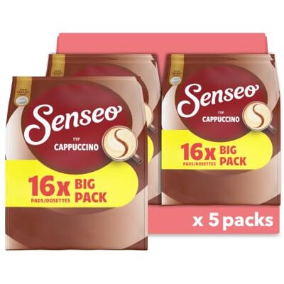 Senseo Pads Cappuccino, Vorratspackung, 5 x 16 Getränke, 80 Kaffeepads, mittlere Röstung Senseo Pads Cappuccino, Vorratspackung, 5 x 16 Getränke, 80 Kaffeepads, mittlere Röstung