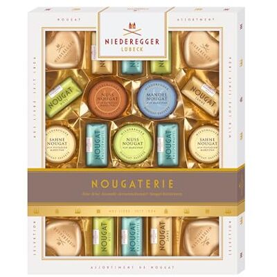 Niederegger Nougaterie 1x 298g Auswahl an Nougat-Happen-, Herzen & mit Marzipan verfeinerten Pasteten Umhüllt von Zartbitter- und Vollmilch-Schokolade Nougatpräsent Niederegger Nougaterie 1x 298g Auswahl an Nougat-Happen-, Herzen & mit Marzipan verfeinerten Pasteten Umhüllt von Zartbitter- und Vollmilch-Schokolade Nougatpräsent