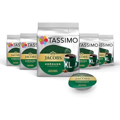 Tassimo Kapseln Jacobs Krönung XL, 5 x 16 Pads, 80 Kaffeekapseln, mittlere Röstung Tassimo Kapseln Jacobs Krönung XL, 5 x 16 Pads, 80 Kaffeekapseln, mittlere Röstung