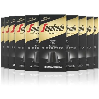 Segafredo Zanetti 100 Aluminiumkapseln kompatibel mit Nespresso®* Ristretto Kaffee, kräftig und vollmundig im Geschmack (10 Boxen mit je 10 Kapseln) Geeignet für Nespresso Original Maschinen Segafredo Zanetti 100 Aluminiumkapseln kompatibel mit Nespresso®* Ristretto Kaffee, kräftig und vollmundig im Geschmack (10 Boxen mit je 10 Kapseln) Geeignet für Nespresso Original Maschinen