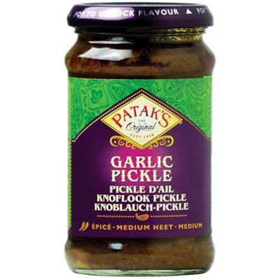 Patak's PATAKs Medium Hot Garlic Pickle, Leicht scharf eingelegte Knoblauchzehen, Ideal als Begleitung zu Curry, Fleisch, Käse, Poppadums & Vorspeisen, 6 x 283 g Patak's PATAKs Medium Hot Garlic Pickle, Leicht scharf eingelegte Knoblauchzehen, Ideal als Begleitung zu Curry, Fleisch, Käse, Poppadums & Vorspeisen, 6 x 283 g