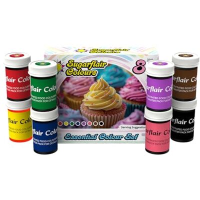 Sugarflair Colours Sugarflair Paste Colour Lebensmittelfarben, Mixed Essentials, Set/8 Sugarflair Colours Sugarflair Paste Colour Lebensmittelfarben, Mixed Essentials, Set/8