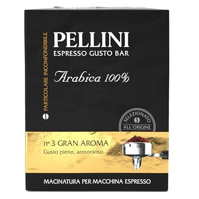 Pellini Gustobar N.3, Gemahlener Kaffee für Espressomaschinen mit Vollmundigem Geschmack, 100% Arabica-Mischung bei Langsamer Röstung, 2 Packungen mit je 250g Pellini Gustobar N.3, Gemahlener Kaffee für Espressomaschinen mit Vollmundigem Geschmack, 100% Arabica-Mischung bei Langsamer Röstung, 2 Packungen mit je 250g