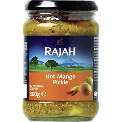 Rajah Hot Mango Pickle – Scharf eingelegte Mangos – Ideal als Begleitung zu Curry, Fleisch, Käse, Poppadums & Vorspeisen – 3 x 300 g Rajah Hot Mango Pickle – Scharf eingelegte Mangos – Ideal als Begleitung zu Curry, Fleisch, Käse, Poppadums & Vorspeisen – 3 x 300 g