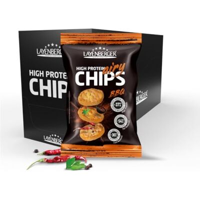 Layenberger High Protein Airy Chips, viel Eiweiß, nicht frittiert, fettreduziert, (5x 75 g) BBQ Layenberger High Protein Airy Chips, viel Eiweiß, nicht frittiert, fettreduziert, (5x 75 g) BBQ