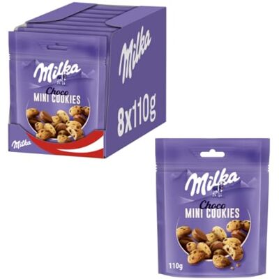 Milka Mini Cookies – Alpenmilch-Schokoladenkekse mit zarten Schokoladenstückchen – 8 x 110 g Milka Mini Cookies – Alpenmilch-Schokoladenkekse mit zarten Schokoladenstückchen – 8 x 110 g