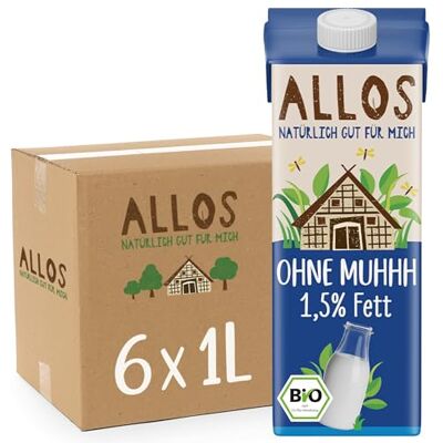 Allos Bio Ohne Muhhh 1,5% Milchalternative Drink auf Pflanzenbasis vegan schäumbar perfekt für Kaffee laktosefrei Quelle von Calcium und Vitaminen Reich an Protein 1 Liter (6 Stück) Allos Bio Ohne Muhhh 1,5% Milchalternative Drink auf Pflanzenbasis vegan schäumbar perfekt für Kaffee laktosefrei Quelle von Calcium und Vitaminen Reich an Protein 1 Liter (6 Stück)