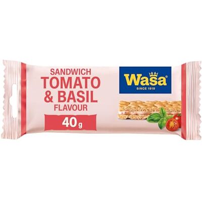 Wasa Knäckebrot Sandwich Tomato & Basil, 24er Pack 40g Der Knäckebrot-Snack für jeden Geschmack, perfekt für unterwegs Wasa Knäckebrot Sandwich Tomato & Basil, 24er Pack 40g Der Knäckebrot-Snack für jeden Geschmack, perfekt für unterwegs