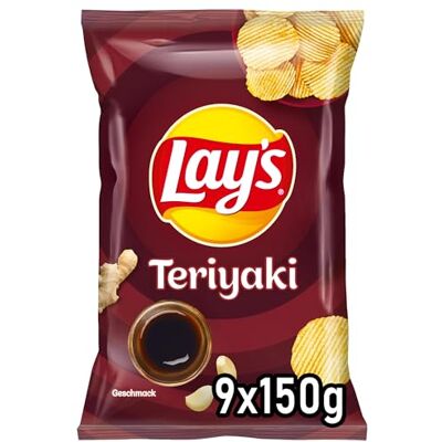Lay's Teriyaki Knusprig gewürzte Kartoffelchips für eine gelungene Party (9 x 150 g) (Verpackungsdesign kann abweichen) Lay's Teriyaki Knusprig gewürzte Kartoffelchips für eine gelungene Party (9 x 150 g) (Verpackungsdesign kann abweichen)
