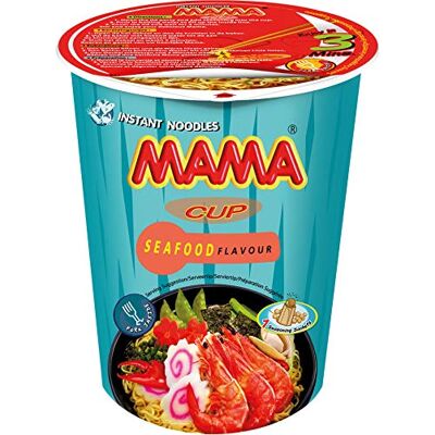 MAMA Instant-Cup-Nudeln Meeresfrüchte – Instantnudelsuppe orientalischer Art – Authentisch thailändisch kochen – Enthält Gabel – 8 X 70 g MAMA Instant-Cup-Nudeln Meeresfrüchte – Instantnudelsuppe orientalischer Art – Authentisch thailändisch kochen – Enthält Gabel – 8 X 70 g