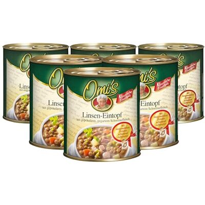 Buss Omi’s klassischer Linseneintopf Würziger Suppentopf, 6 x 800g Buss Omi’s klassischer Linseneintopf Würziger Suppentopf, 6 x 800g