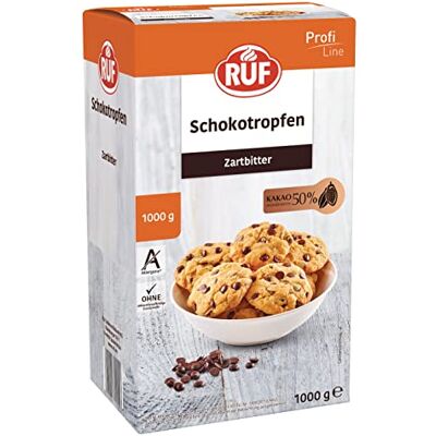 RUF Schoko Tröpfchen Zartbitter Familienpackung, mind. 50% Kakaogehalt, zum Backen und Dekorieren von Torten, Kuchen, Cookies und Desserts, glutenfrei und vegan, 1 kg Vorratspack RUF Schoko Tröpfchen Zartbitter Familienpackung, mind. 50% Kakaogehalt, zum Backen und Dekorieren von Torten, Kuchen, Cookies und Desserts, glutenfrei und vegan, 1 kg Vorratspack