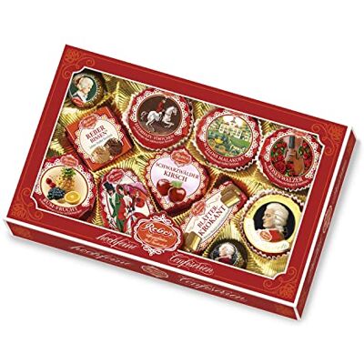 Reber Spezialitäten-Kassette, Pralinen, Mozart-Kugel, Constanze-Mozart-Kugel, Marzipan, Pasteten, Nougat, Tolles Geschenk, 11er-Packung, 1 x 380 g Reber Spezialitäten-Kassette, Pralinen, Mozart-Kugel, Constanze-Mozart-Kugel, Marzipan, Pasteten, Nougat, Tolles Geschenk, 11er-Packung, 1 x 380 g