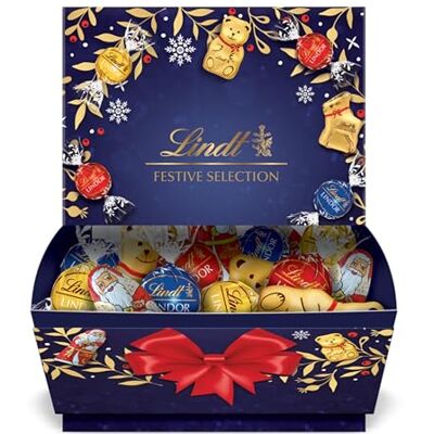 Lindt Schokolade Christmas Sharing Box 690g Großpackung mit einer bunten Mischung aus Mini-Figuren und LINDOR Kugeln weihnachtliches Schokoladen-Geschenk für die ganze Familie Lindt Schokolade Christmas Sharing Box 690g Großpackung mit einer bunten Mischung aus Mini-Figuren und LINDOR Kugeln weihnachtliches Schokoladen-Geschenk für die ganze Familie