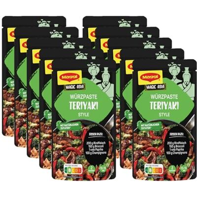 Maggi Magic Asia Würzpaste Teriyaki Style, pastöse Würzmischung/Fix zur schnellen Zubereitung eines leckeren Asia-Gerichts, 10er Pack (10 x 65g) Maggi Magic Asia Würzpaste Teriyaki Style, pastöse Würzmischung/Fix zur schnellen Zubereitung eines leckeren Asia-Gerichts, 10er Pack (10 x 65g)