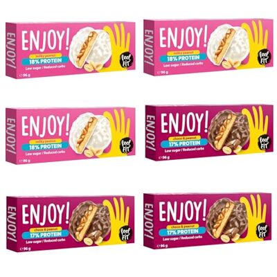 feel fit Enjoy! Protein mix Kekse Choco&Peanut & Milky Peanut, Kekse mit Erdnusscreme & Erdnüssen Ohne Zuckerzusatz, Low Carb & Keto Protein Snacks für Diabetiker, 6x96 g feel fit Enjoy! Protein mix Kekse Choco&Peanut & Milky Peanut, Kekse mit Erdnusscreme & Erdnüssen Ohne Zuckerzusatz, Low Carb & Keto Protein Snacks für Diabetiker, 6x96 g