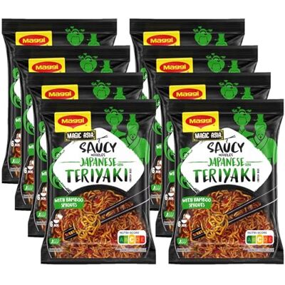 Maggi Magic Asia Japanese Style Teriyaki Noodles Chicken Taste, leckeres Fertiggericht mit asiatischen Instant Nudeln, große Portion mit Sauce im Teriyaki-Huhn Geschmack, 8er Pack (8 x 128g) Maggi Magic Asia Japanese Style Teriyaki Noodles Chicken Taste, leckeres Fertiggericht mit asiatischen Instant Nudeln, große Portion mit Sauce im Teriyaki-Huhn Geschmack, 8er Pack (8 x 128g)