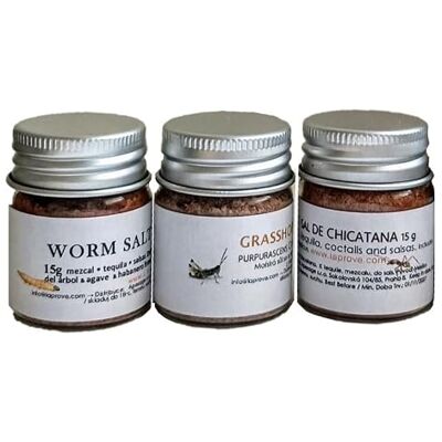 Tooludic Worm Salt, Grasshopper Salt and Ant Salt for traditional drinks from Mexico 3x15g Tooludic Worm Salt, Grasshopper Salt and Ant Salt for traditional drinks from Mexico 3x15g