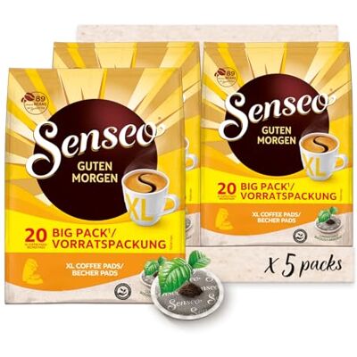 Senseo Pads Guten Morgen XL, Vorratspackung, 5 x 20 Getränke, 100 Kaffeepads, Kräftige Röstung Senseo Pads Guten Morgen XL, Vorratspackung, 5 x 20 Getränke, 100 Kaffeepads, Kräftige Röstung