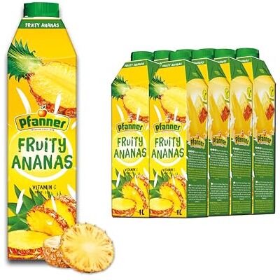 Pfanner Fruity Ananas Fruchtgetränk 8x1l Pineapple Juice tropisch, Frucht Erfrischungsgetränk, Getränk Vorratspack, Trinkgenuss exotisch Pfanner Fruity Ananas Fruchtgetränk 8x1l Pineapple Juice tropisch, Frucht Erfrischungsgetränk, Getränk Vorratspack, Trinkgenuss exotisch
