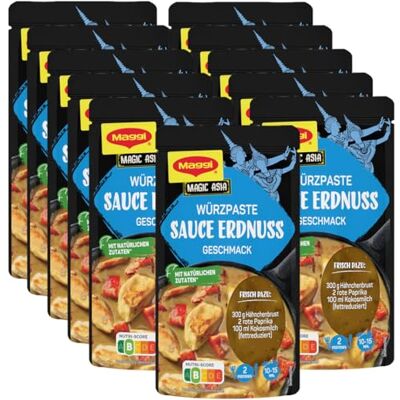 Maggi Food Travel Würzpaste für Sauce Erdnuss Asian Style (Ohne Konservierungsstoffe, Vegetarisch) 11er Pack (11 x 65g) Maggi Food Travel Würzpaste für Sauce Erdnuss Asian Style (Ohne Konservierungsstoffe, Vegetarisch) 11er Pack (11 x 65g)