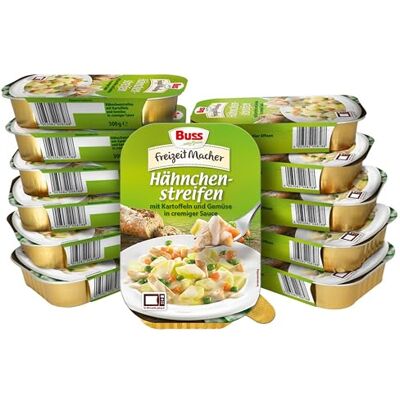 Buss Freizeitmacher Hähnchenstreifen mit Kartoffeln und Gemüse, 12 x 300g Buss Freizeitmacher Hähnchenstreifen mit Kartoffeln und Gemüse, 12 x 300g