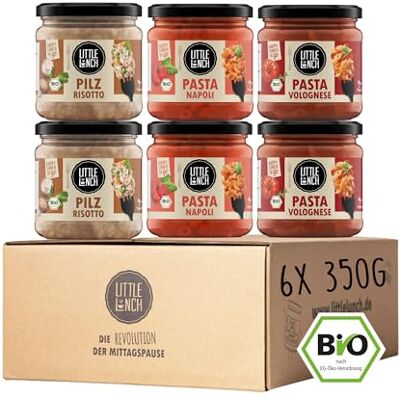Little Lunch Fertiggerichte Kennenlernbox Pasta & Risotto, Pasta Napoli, Vegetarische Bolognese, Pilz Risotto, Ready Meal, 100% Bio, Veggie, 6er Pack, 6 x 350g Little Lunch Fertiggerichte Kennenlernbox Pasta & Risotto, Pasta Napoli, Vegetarische Bolognese, Pilz Risotto, Ready Meal, 100% Bio, Veggie, 6er Pack, 6 x 350g