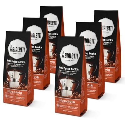 Bialetti Perfetto Moka Nocciola: Gemahlener Kaffee mit mittlerer Röstung, Haselnuss-Aroma, 250g x 6, Beutel mit Aromaschutzventil Bialetti Perfetto Moka Nocciola: Gemahlener Kaffee mit mittlerer Röstung, Haselnuss-Aroma, 250g x 6, Beutel mit Aromaschutzventil