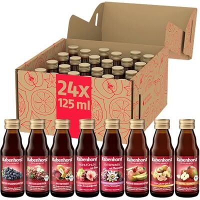 Rabenhorst Probierpaket Mini, 8 Sorten à 3 Flaschen (24 x 125 ml), 3 l (24er Pack) Rabenhorst Probierpaket Mini, 8 Sorten à 3 Flaschen (24 x 125 ml), 3 l (24er Pack)