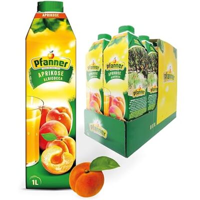 Pfanner Aprikose Nektar (8 x 1 l) – mind. 40% Fruchtgehalt Fruchtgetränk im Vorratspack Pfanner Aprikose Nektar (8 x 1 l) – mind. 40% Fruchtgehalt Fruchtgetränk im Vorratspack