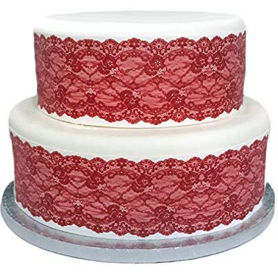 Top That Edible Decor Schleifenband mit Spitzeneffekt, A4-Dekor-Zuckerguss, 28 cm x 6–7 cm, vollständig essbar, für Erwachsene Top That Edible Decor Schleifenband mit Spitzeneffekt, A4-Dekor-Zuckerguss, 28 cm x 6–7 cm, vollständig essbar, für Erwachsene
