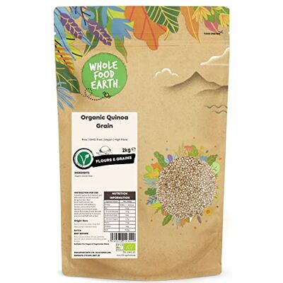 Wholefood Earth Organic Quinoa Grain – 2kg Raw GMO Free Vegan High Fibre Certified Organic Wholefood Earth Organic Quinoa Grain – 2kg Raw GMO Free Vegan High Fibre Certified Organic