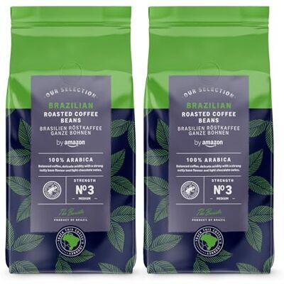 Amazon Brasilianische Kaffeebohnen, mittlere Röstung, 1 kg (2 Packungen à 500g) – Rainforest Alliance-zertifiziert Amazon Brasilianische Kaffeebohnen, mittlere Röstung, 1 kg (2 Packungen à 500g) – Rainforest Alliance-zertifiziert
