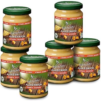 bioZentrale Brotaufstrich Kürbis Ingwer 6 x 125 g vegan, glutenfrei & laktosefrei frisch aromatisch, mit Trendzutat Ingwer lecker auf Brot oder zum Verfeinern von Gerichten bioZentrale Brotaufstrich Kürbis Ingwer 6 x 125 g vegan, glutenfrei & laktosefrei frisch aromatisch, mit Trendzutat Ingwer lecker auf Brot oder zum Verfeinern von Gerichten