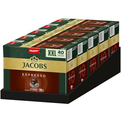 Jacobs Kaffeekapseln Espresso Intenso, Megapack XXL, Intensität 10/12, 5 x 40 Getränke, Nespresso* kompatible Kaffee Kapseln, 200 Kapseln Jacobs Kaffeekapseln Espresso Intenso, Megapack XXL, Intensität 10/12, 5 x 40 Getränke, Nespresso* kompatible Kaffee Kapseln, 200 Kapseln