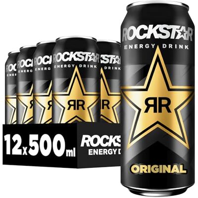 Rockstar Energy Drink Original Koffeinhaltiges Erfrischungsgetränk für den Energie Kick, EINWEG (12x 500ml) (Verpackungsdesign kann abweichen) Rockstar Energy Drink Original Koffeinhaltiges Erfrischungsgetränk für den Energie Kick, EINWEG (12x 500ml) (Verpackungsdesign kann abweichen)