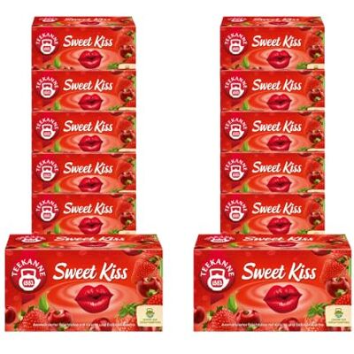 TEEKANNE Sweet Kiss – Fruchtiger Tee mit Kirsch & Erdbeer-Aroma – Aromatisierter Früchtetee – Süß, weich & harmonisch – Heiß oder kalt genießen 12er Pack (12x45g) TEEKANNE Sweet Kiss – Fruchtiger Tee mit Kirsch & Erdbeer-Aroma – Aromatisierter Früchtetee – Süß, weich & harmonisch – Heiß oder kalt genießen 12er Pack (12x45g)